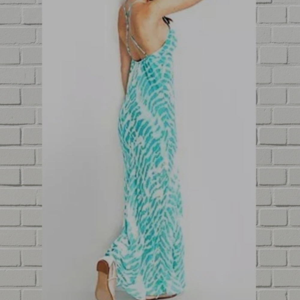Guess Colorful Vibrant Strappy Back Maxi Dress XS Empire Waist - Picture 11 of 11